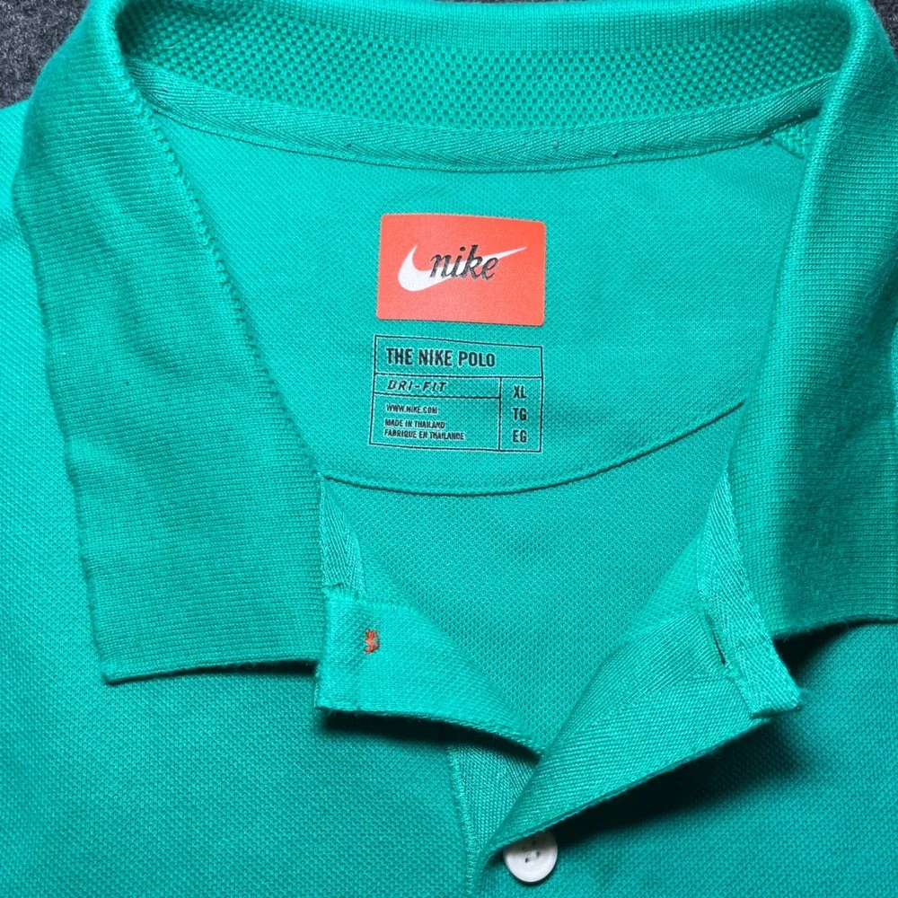 Nike‎ Polo Shirt Mens XL Green Tiger Woods Frank Logo Dri-FIT Pique